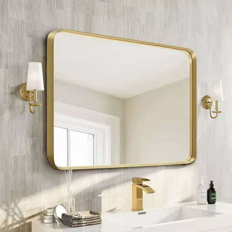 Miroir mural en aluminium à bord fin, miroir profond