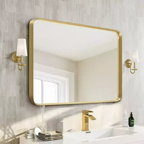 Miroir mural en aluminium à bord fin, miroir profond