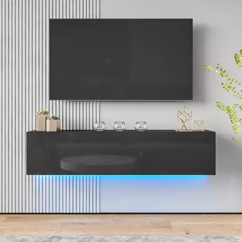 Meuble TV LED flottant mural 55 pouces