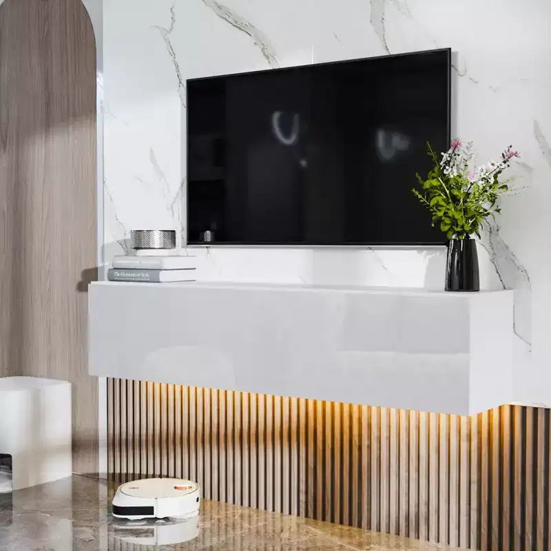 Meuble TV LED flottant mural 55 pouces