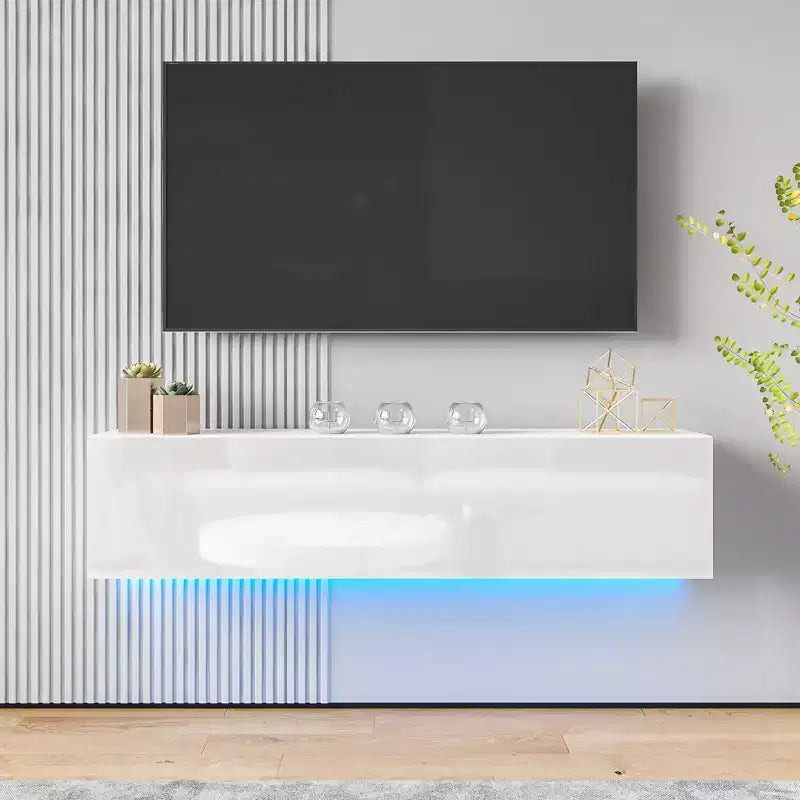 Meuble TV LED flottant mural 55 pouces
