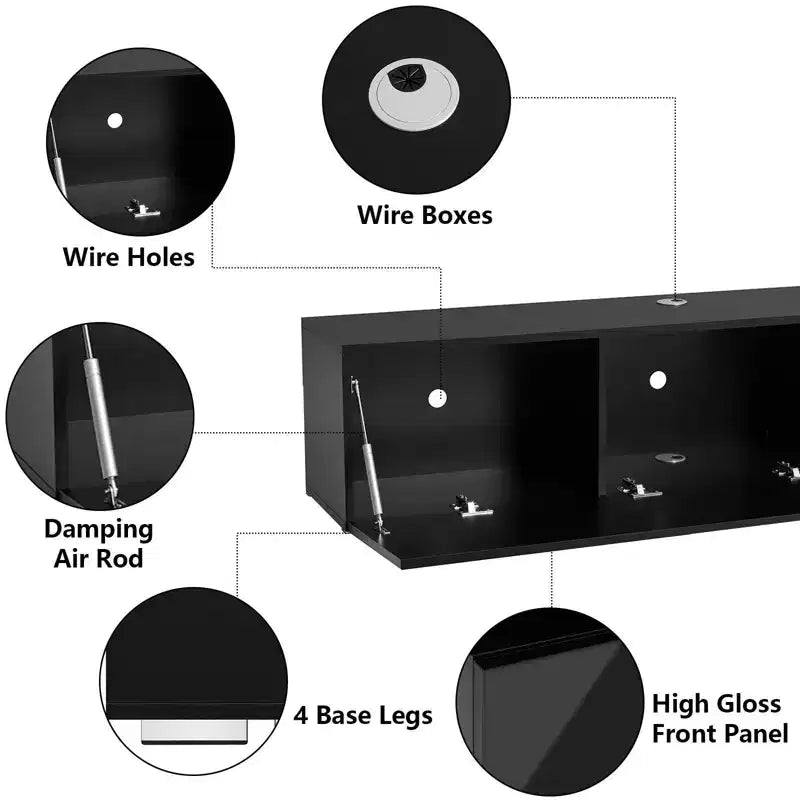 Meuble TV LED flottant mural 55 pouces