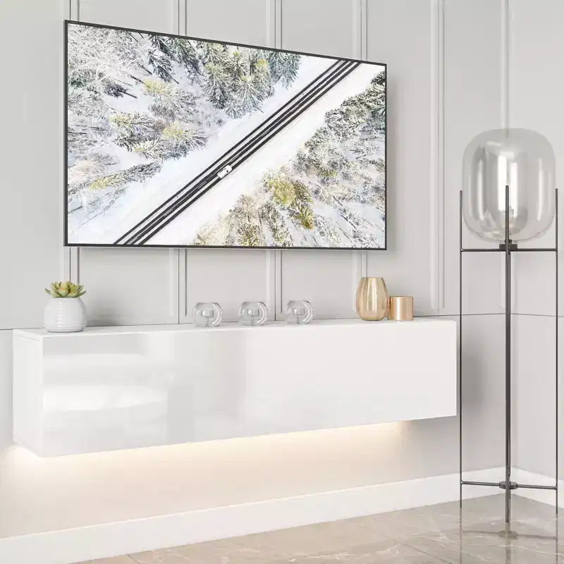 Meuble TV LED flottant mural 55 pouces