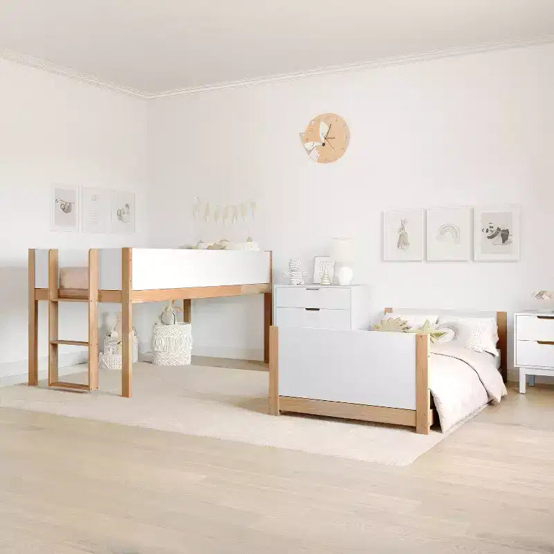 Lit superposé convertible en bois massif pour enfants
