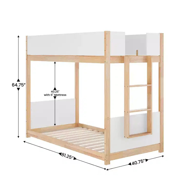 Lit superposé convertible en bois massif pour enfants