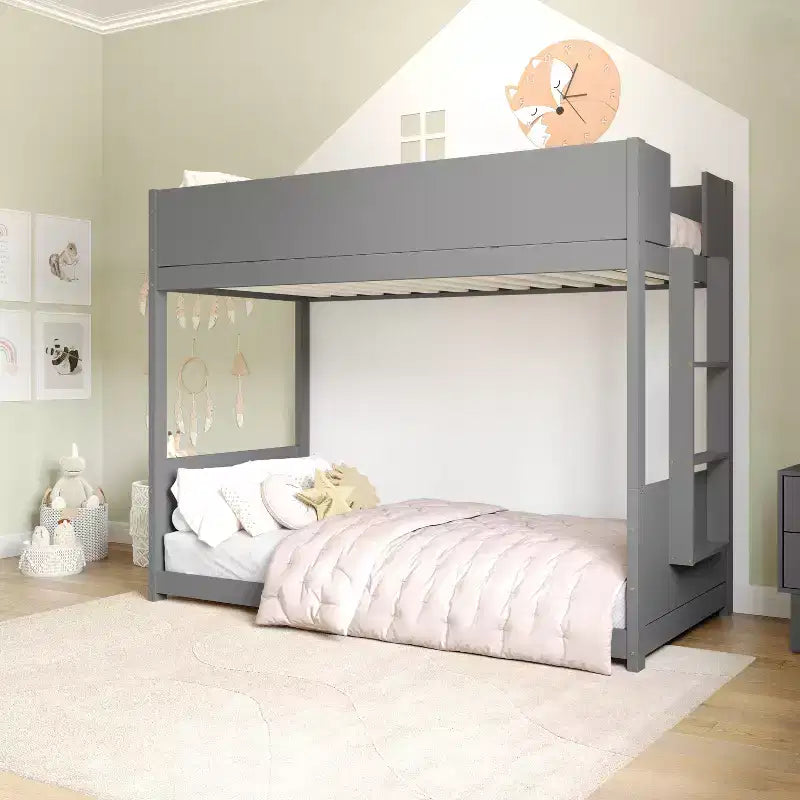 Lit superposé convertible en bois massif pour enfants