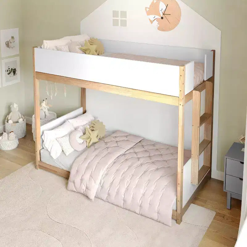 Lit superposé convertible en bois massif pour enfants