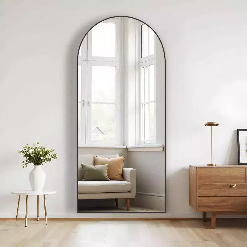 Miroir plein pied 71x31 en métal, arche, noir