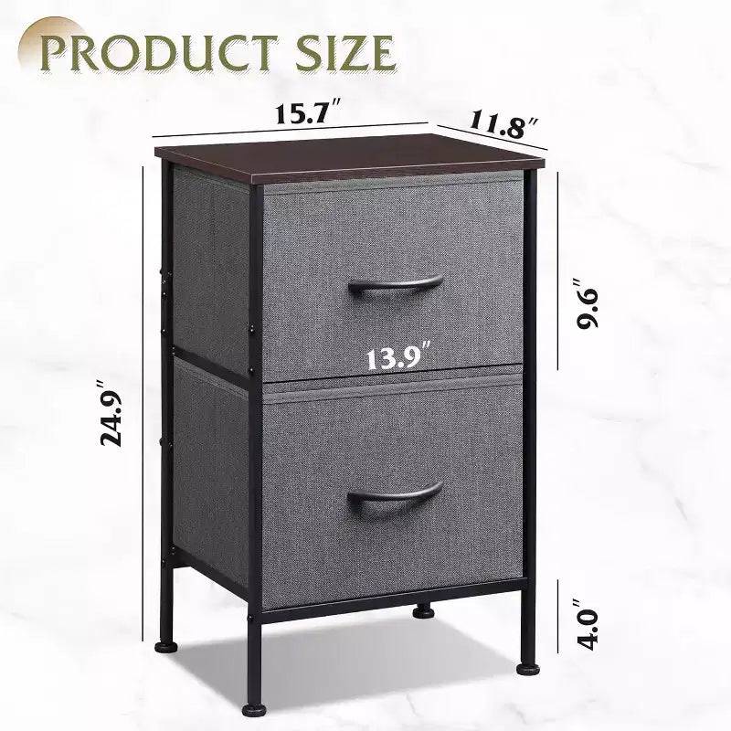 Tables de chevet lot de 2, commode 2 tiroirs pour chambre à coucher