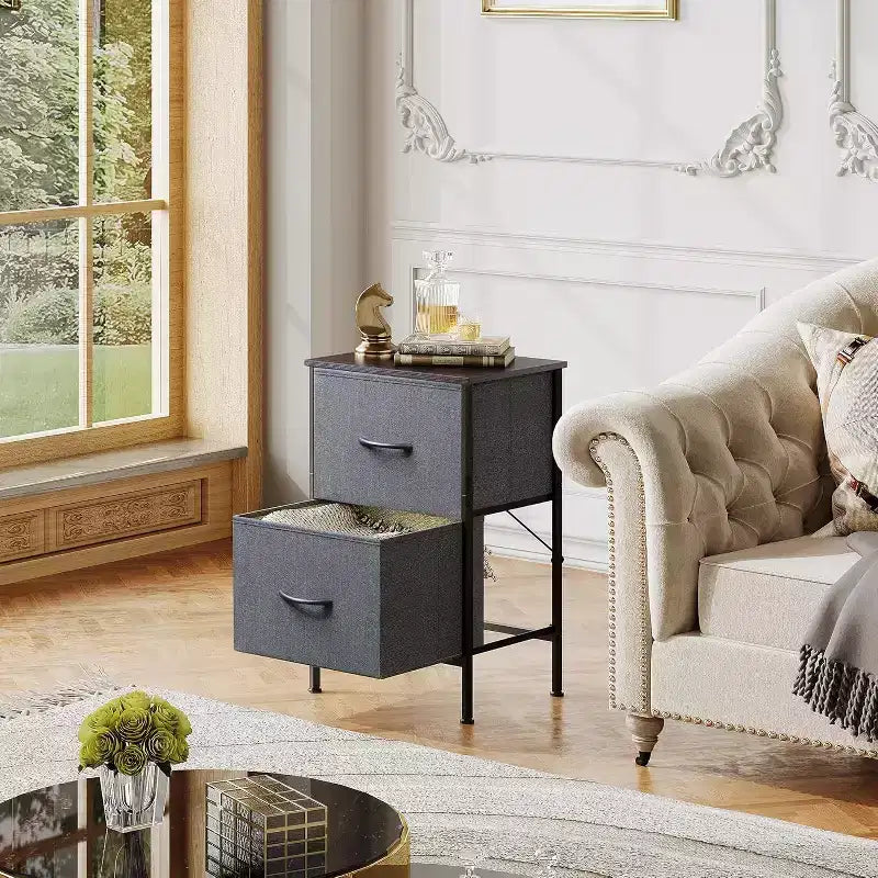 Tables de chevet lot de 2, commode 2 tiroirs pour chambre à coucher