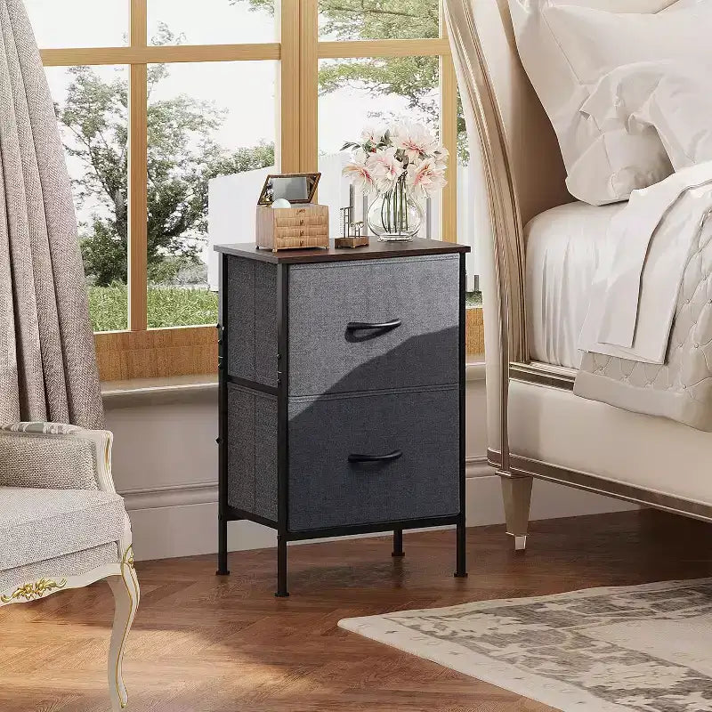 Tables de chevet lot de 2, commode 2 tiroirs pour chambre à coucher