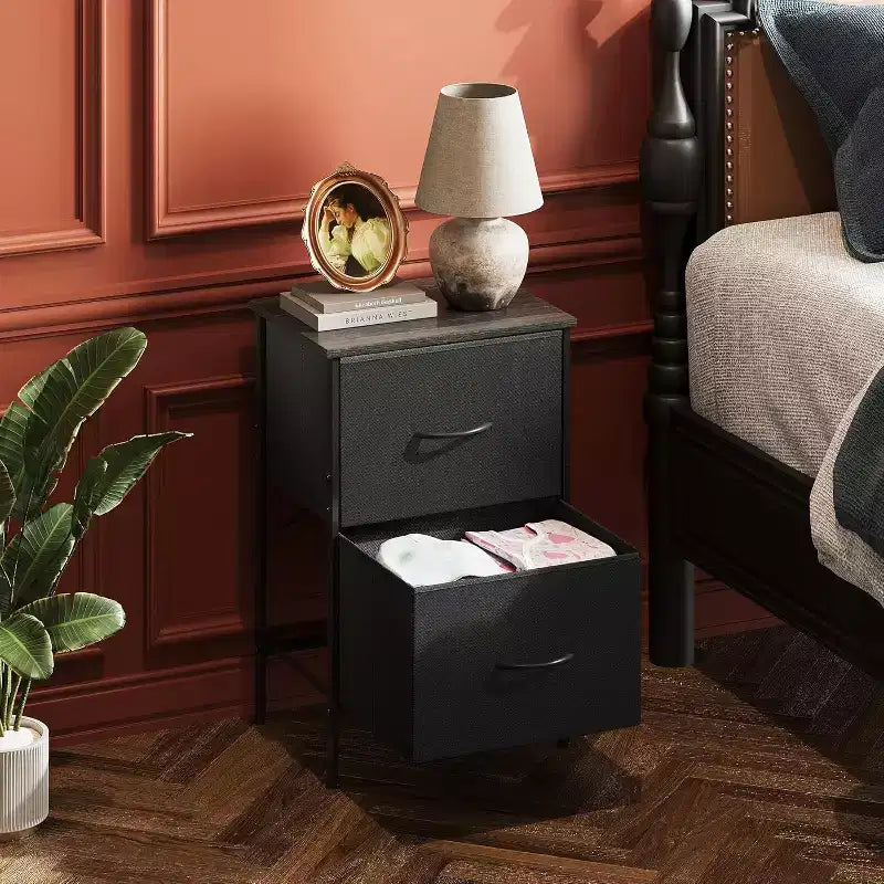 Tables de chevet lot de 2, commode 2 tiroirs pour chambre à coucher