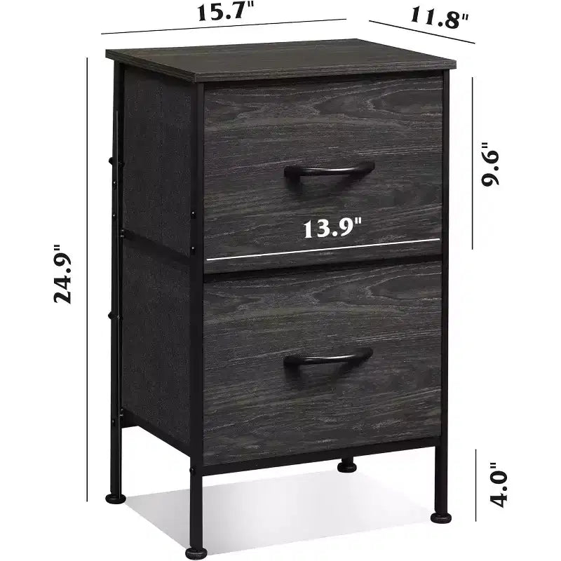 Tables de chevet lot de 2, commode 2 tiroirs pour chambre à coucher