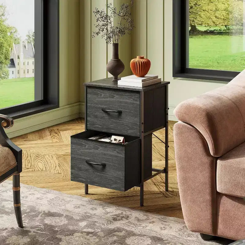 Tables de chevet lot de 2, commode 2 tiroirs pour chambre à coucher