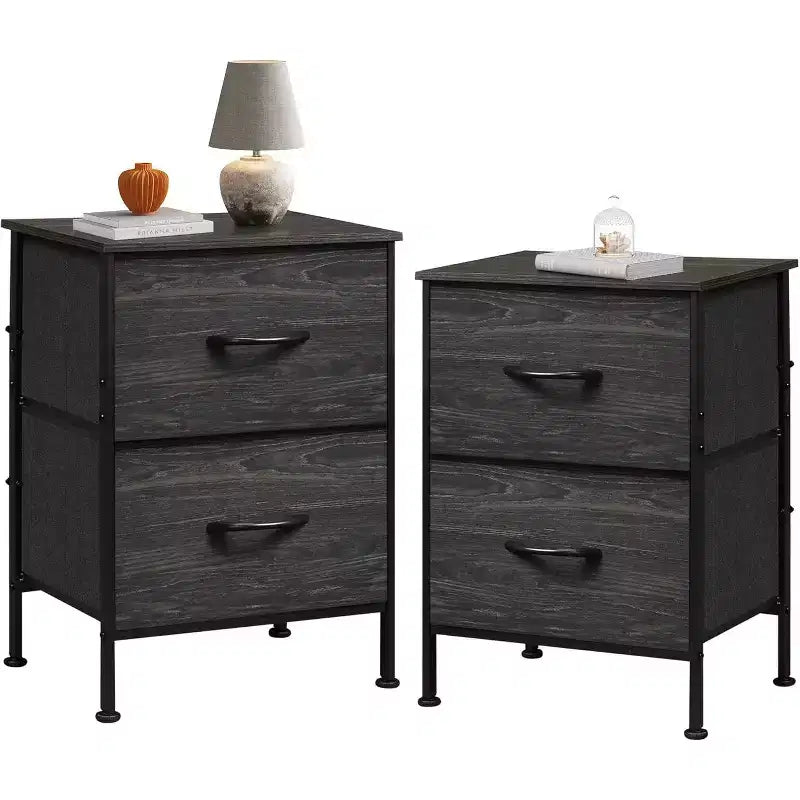 Tables de chevet lot de 2, commode 2 tiroirs pour chambre à coucher