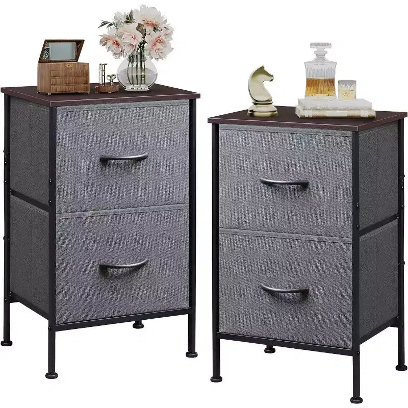 Tables de chevet lot de 2, commode 2 tiroirs pour chambre à coucher