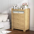 Commode verticale en bois avec quatre tiroirs et poignées dorées, style ferme, 105 cm de hauteur