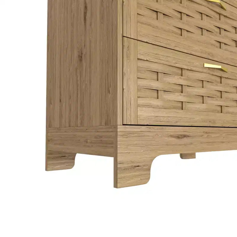 Commode verticale en bois avec quatre tiroirs et poignées dorées, style ferme, 105 cm de hauteur