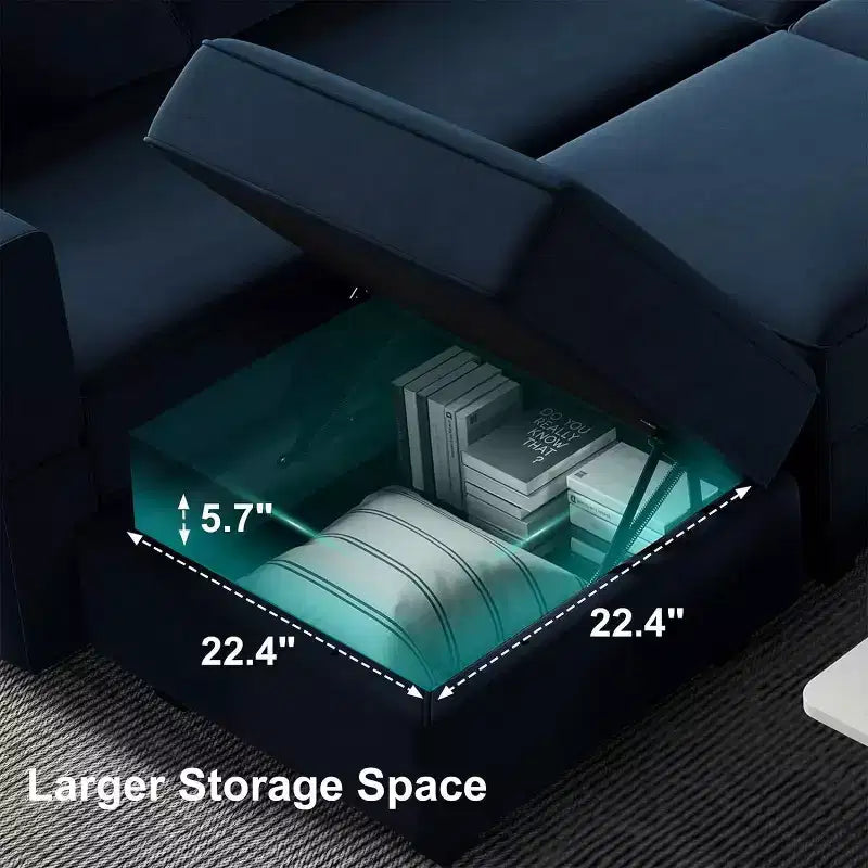 Canapé-lit modulaire Belffin en velours avec rangement (9 assises + 9 côtés)