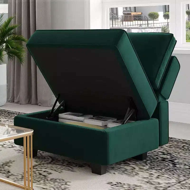Canapé-lit modulaire Belffin en velours avec rangement (9 assises + 9 côtés)