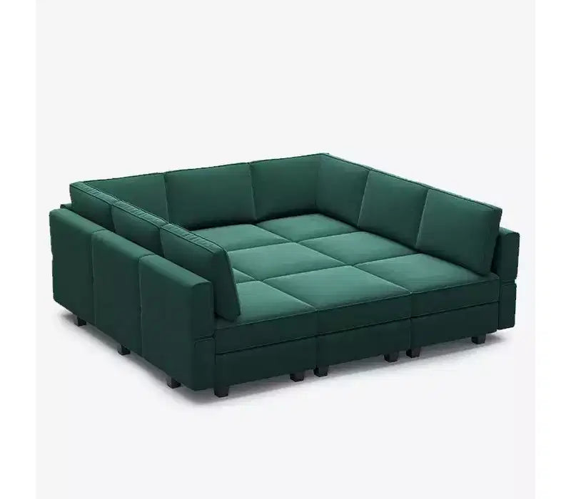Canapé-lit modulaire Belffin en velours avec rangement (9 assises + 9 côtés)