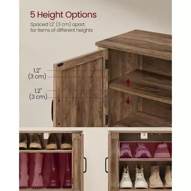 Meuble à chaussures autoportant avec étagères réglables en hauteur