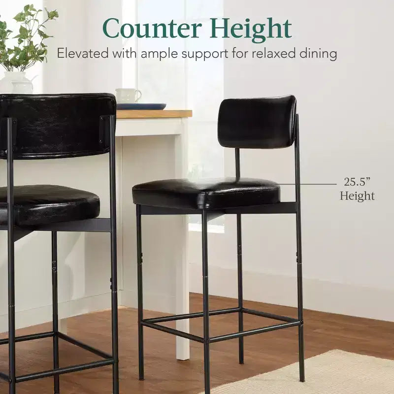 Lot de deux tabourets de bar en similicuir