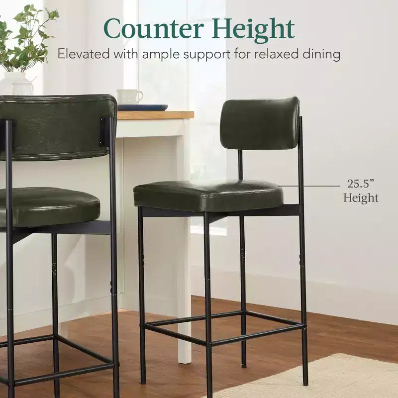 Lot de deux tabourets de bar en similicuir