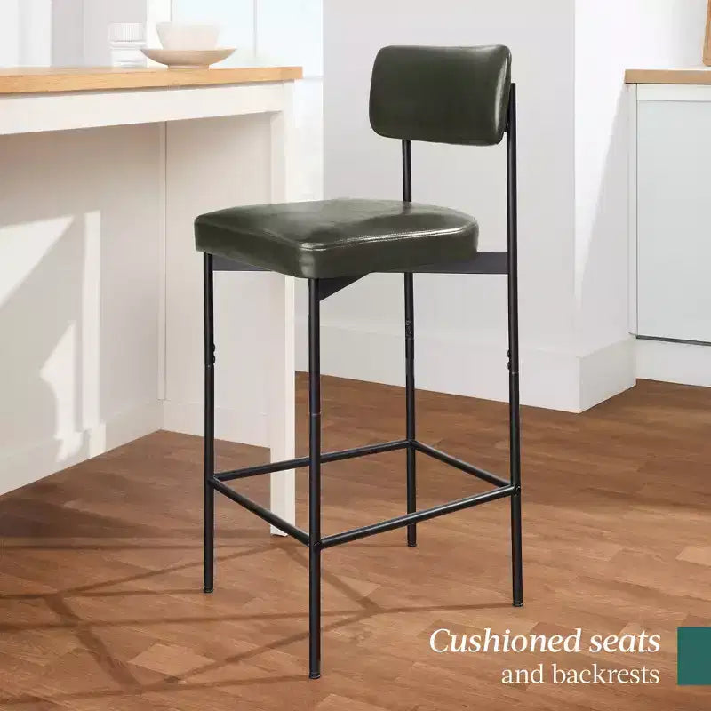 Lot de deux tabourets de bar en similicuir