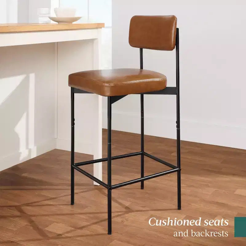 Lot de deux tabourets de bar en similicuir
