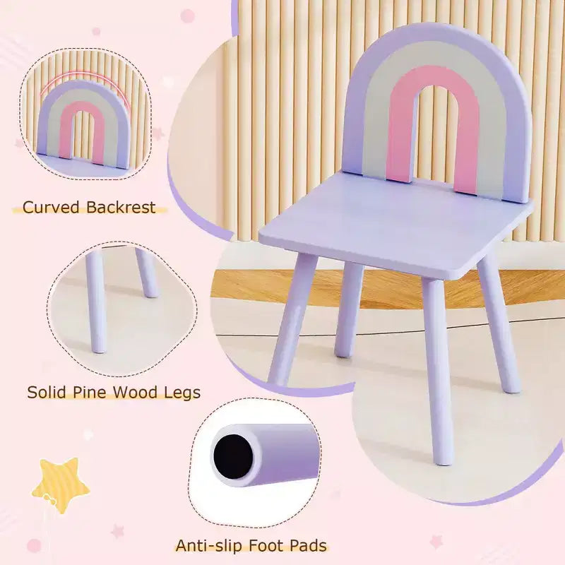 Coiffeuse et chaise pour enfants avec miroir en forme de nuage Étagère ouverte Tiroirs de rangement Blanc/Rose/Violet