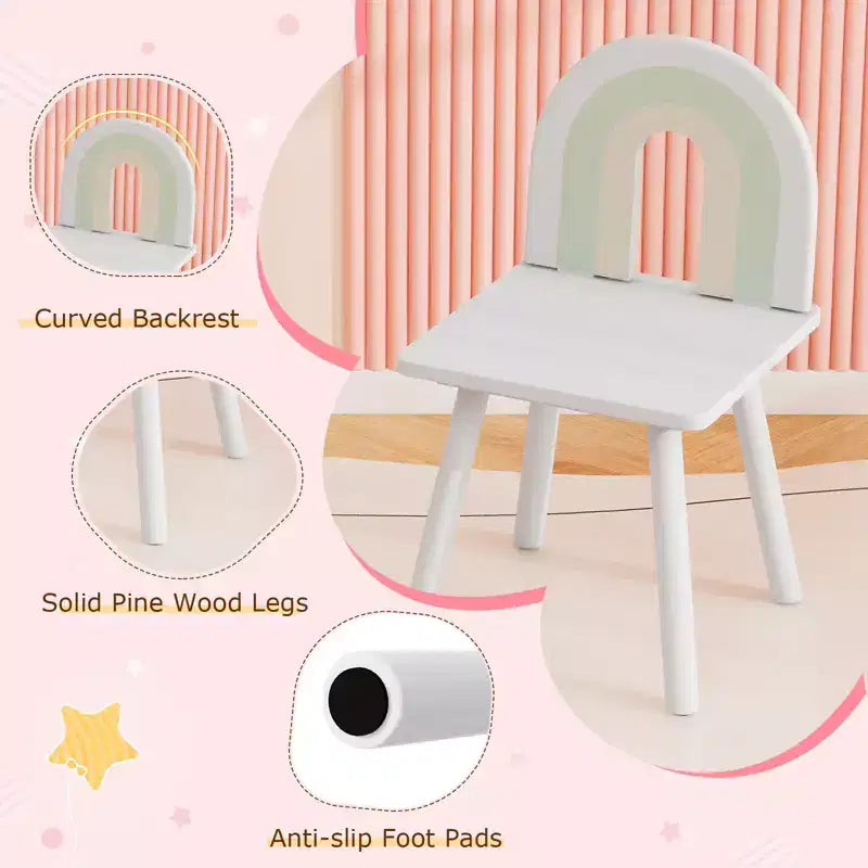 Coiffeuse et chaise pour enfants avec miroir en forme de nuage Étagère ouverte Tiroirs de rangement Blanc/Rose/Violet