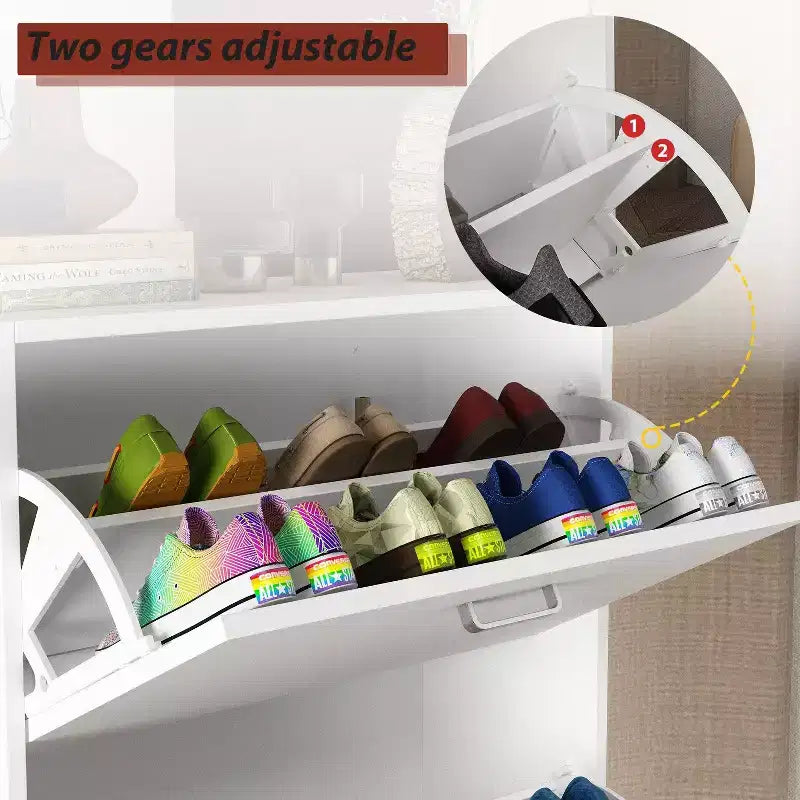Meuble à chaussures basculant blanc 3 tiroirs design minimaliste et léger