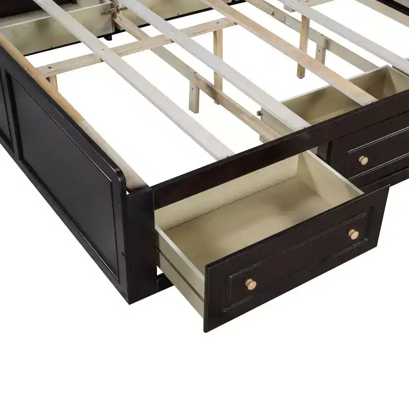 Cadre de lit plateforme en bois Queen Size avec 6 tiroirs