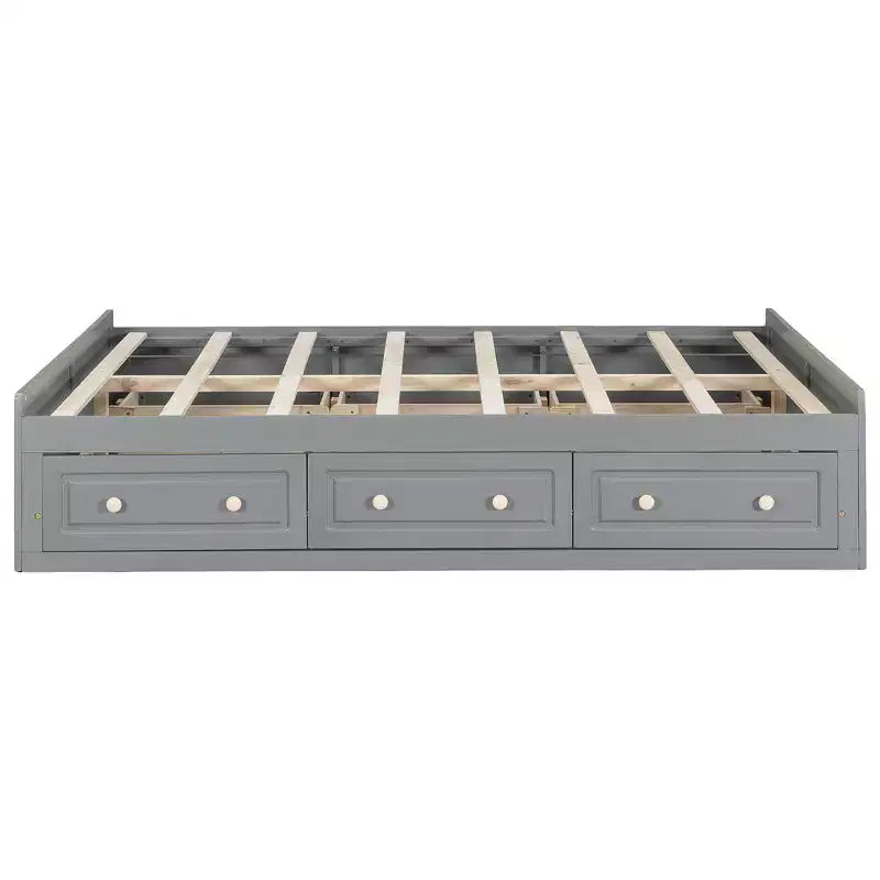 Cadre de lit plateforme en bois Queen Size avec 6 tiroirs