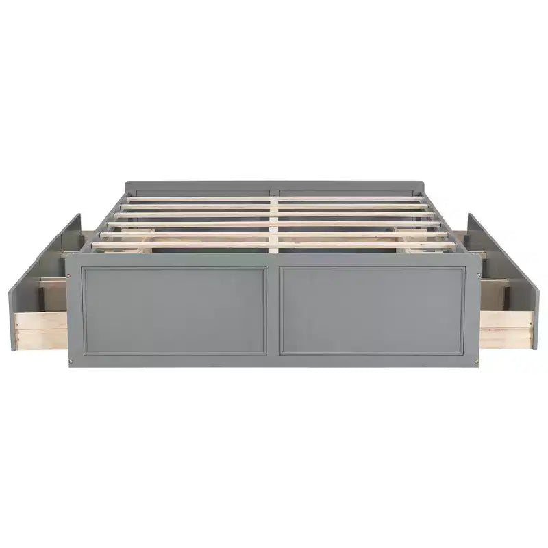 Cadre de lit plateforme en bois Queen Size avec 6 tiroirs
