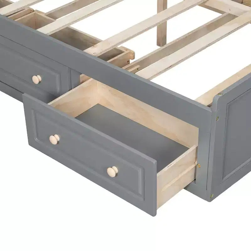 Cadre de lit plateforme en bois Queen Size avec 6 tiroirs