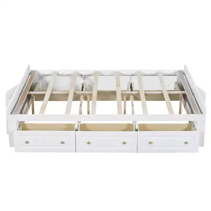 Cadre de lit plateforme en bois Queen Size avec 6 tiroirs