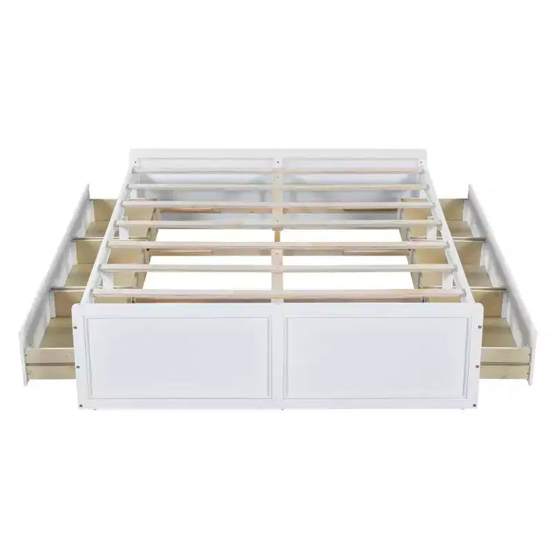 Cadre de lit plateforme en bois Queen Size avec 6 tiroirs