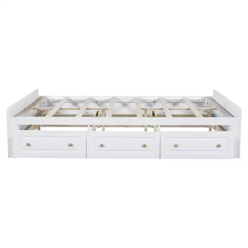 Cadre de lit plateforme en bois Queen Size avec 6 tiroirs