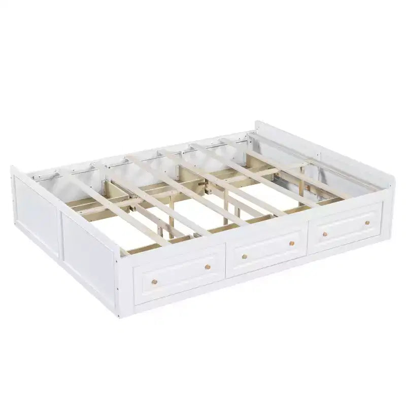 Cadre de lit plateforme en bois Queen Size avec 6 tiroirs
