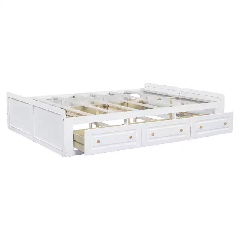Cadre de lit plateforme en bois Queen Size avec 6 tiroirs