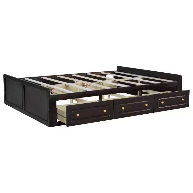 Cadre de lit plateforme en bois Queen Size avec 6 tiroirs