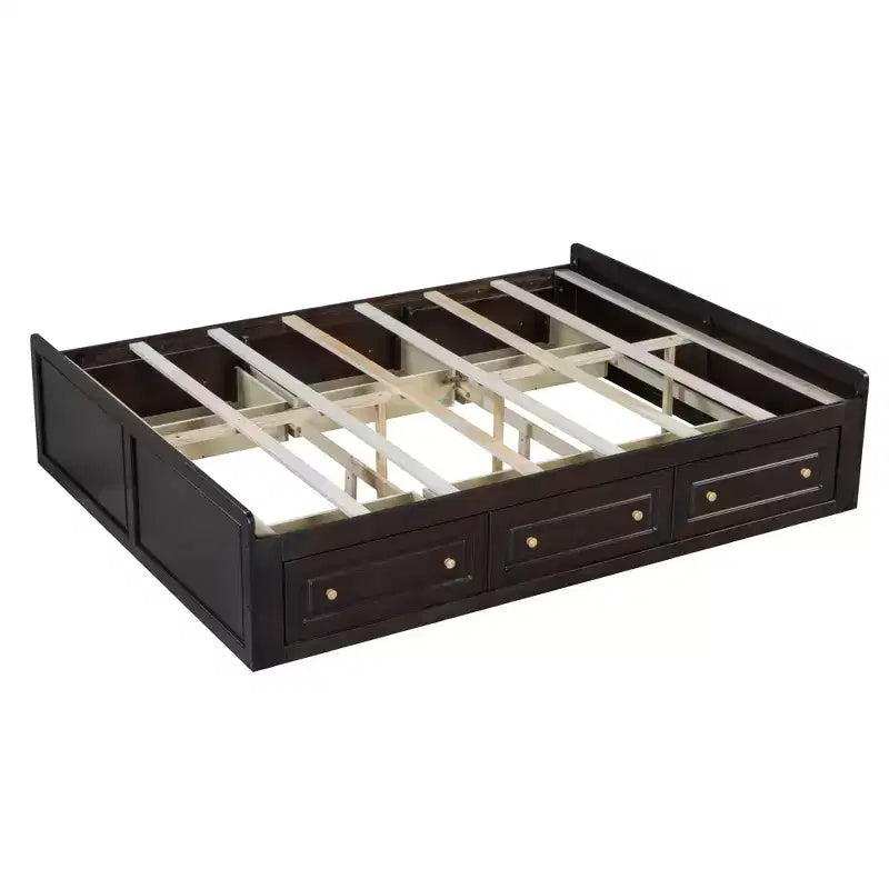 Cadre de lit plateforme en bois Queen Size avec 6 tiroirs