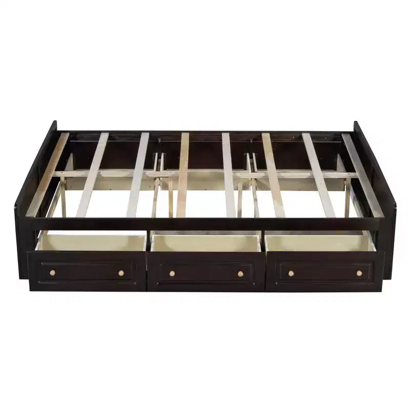 Cadre de lit plateforme en bois Queen Size avec 6 tiroirs