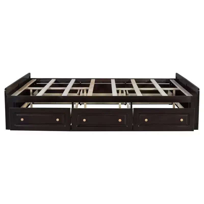 Cadre de lit plateforme en bois Queen Size avec 6 tiroirs