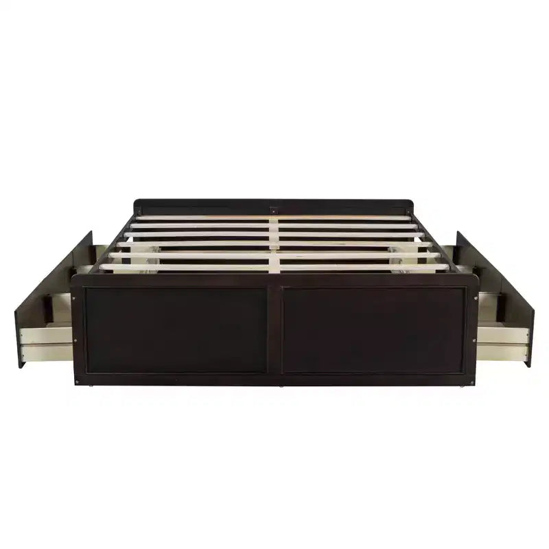Cadre de lit plateforme en bois Queen Size avec 6 tiroirs