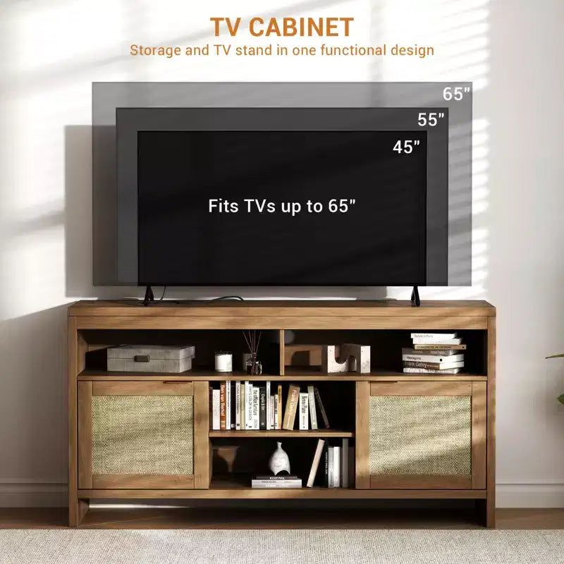 Meuble TV style ferme en rotin