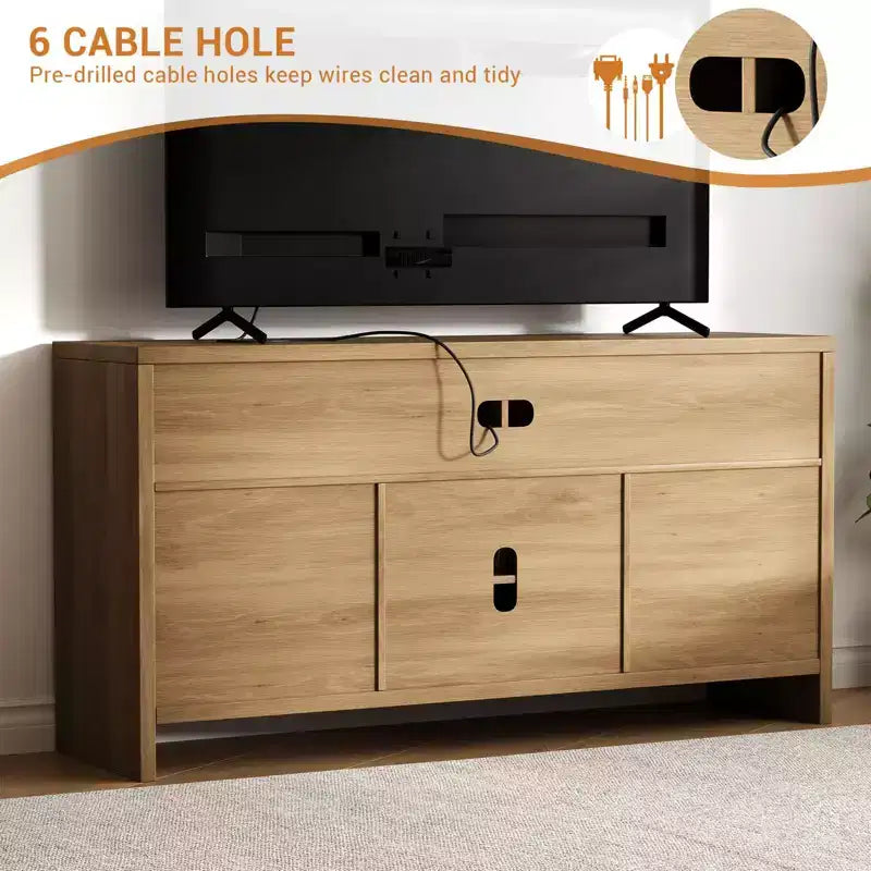 Meuble TV style ferme en rotin