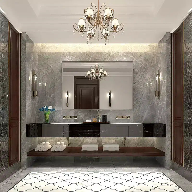 Miroir de salle de bain mural incliné argenté